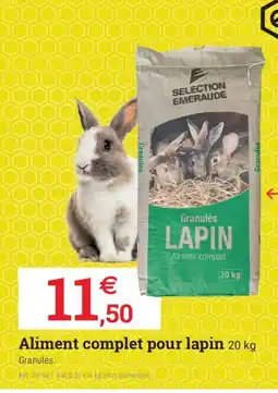 Espace emeraude Aliment complet pour lapin offre