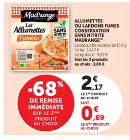 Super U MADRANGE Allumettes ou lardons fumes conservation sans nitrite offre