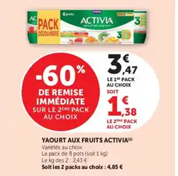 Super U ACTIVIA Yaourt aux fruits offre