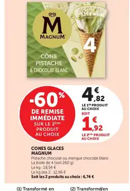 Super U MAGNUM Cones glaces offre