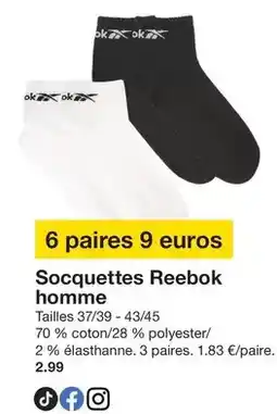 Zeeman Reebok - socquettes homme offre