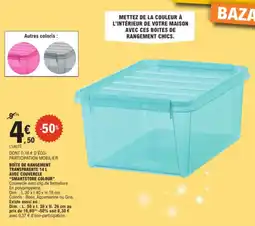 E.Leclerc Boîte de rangement transparente avec couvercle smartstore colour offre