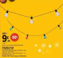 E.Leclerc Guirlande solaire 10 ampoules l500 offre