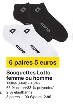 Zeeman Socquettes lotto femme ou homme offre
