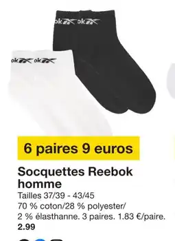 Zeeman Socquettes reebok homme offre
