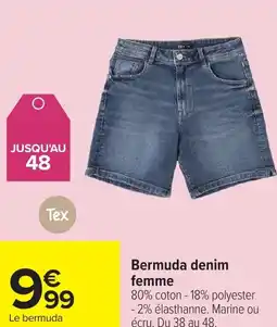 Carrefour Bermuda denim femme offre