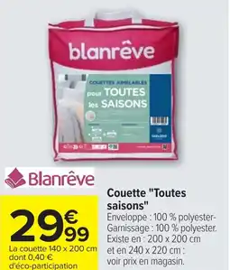 Carrefour Couette toutes saisons offre
