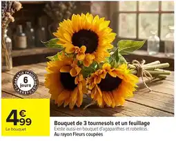 Carrefour Bouquet de 3 tournesols et un feuillage offre