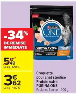 Carrefour Croquette pour chat stérilisé protein extra purina one offre