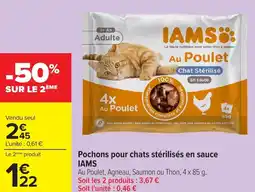 Carrefour Pochons pour chats stérilisés en sauce IAMS offre