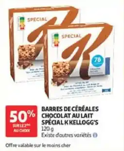 Auchan Barres de céréales chocolat au lait spécialk kellogg's offre