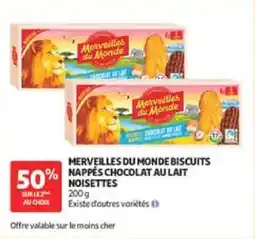 Auchan Merveilles du monde biscuits nappes chocolat au lait noisettes offre
