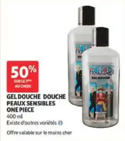 Auchan Gel douche douche peaux sensibles one piece offre