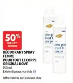 Auchan Déodorant spray femme pour tout le corps original dove offre