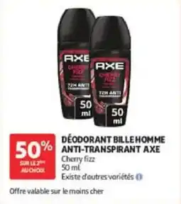 Auchan Déodorant bille homme anti-transpirant axOffre valable sur le moins cher offre