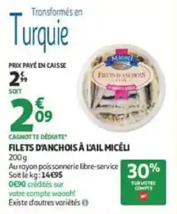 Auchan Filets d'anchois à l'ail miceli offre