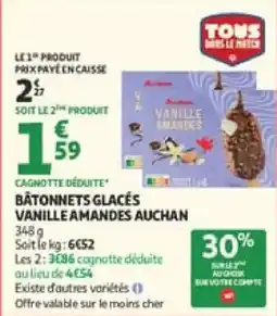 Auchan Bâtonnets glacés vanille amandes auchan offre