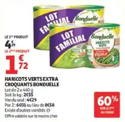 Auchan Haricots verts extra croquants bonduelle offre
