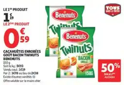 Auchan Cacahuètes enrobées gout bacon twinuts benenuts offre
