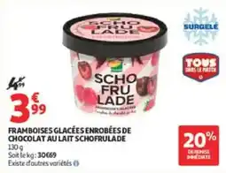 Auchan Framboises glacées enrobées de chocolat au lait schofrulade offre