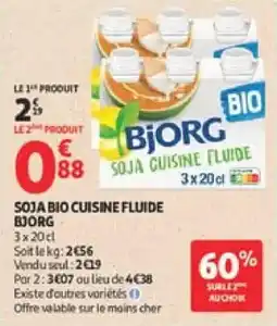 Auchan Soja bio cuisine fluide bjorg offre