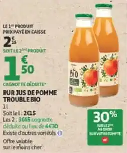Auchan Pur jus de pomme trouble bio offre