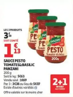 Auchan Sauce pesto tomates & basilic panzani offre