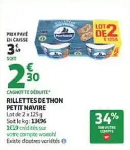 Auchan Rillettes de thon petit navire offre