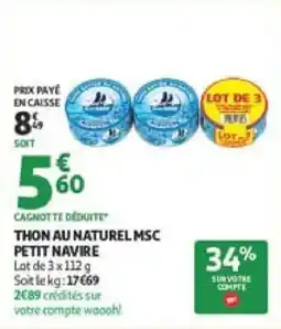 Auchan Thon au naturel msc petit navire offre