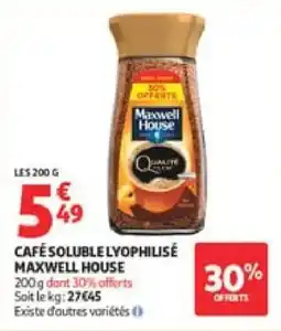 Auchan Cafésoluble lyophilisé maxwell house offre