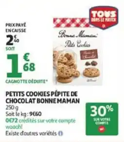 Auchan Petits cookies pépite de chocolat bonnemaman offre