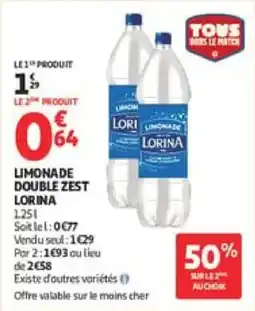 Auchan Limonade double zest lorina offre