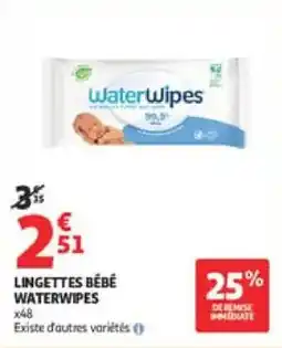 Auchan Lingettes bébé waterwipes offre