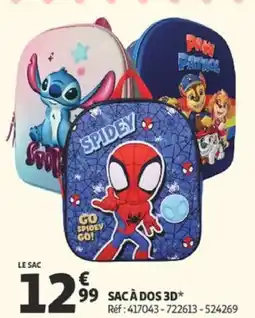 Auchan SAC À DOS 3D offre