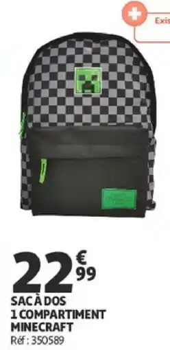 Auchan SAC À DOS 1 COMPARTIMENT MINECRAFT offre