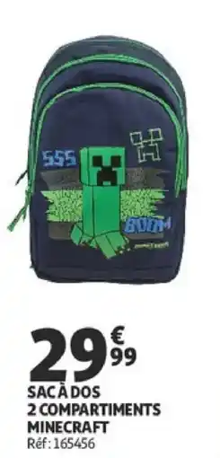 Auchan SAC À DOS 2 COMPARTIMENTS MINECRAFT offre