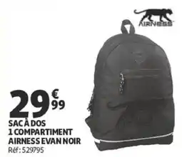 Auchan SAC À DOS 1 COMPARTIMENT AIRNESS EVAN NOIR Réf: 529795 offre