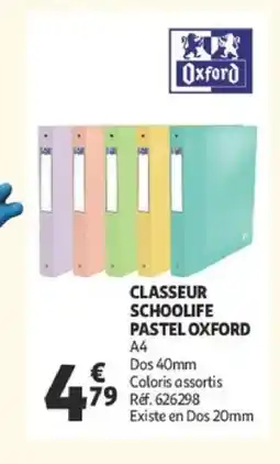 Auchan CLASSEUR SCHOOLIFE PASTEL OXFORD offre