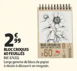 Auchan BLOC CROQUIS 60 FEUILLES offre