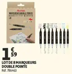 Auchan LOT DE 8 MARQUEURS DOUBLE POINTE offre