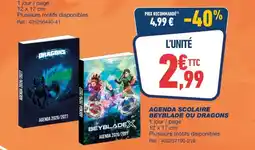 Bureau Vallée AGENDA SCOLAIRE BEYBLADE OU DRAGONS offre