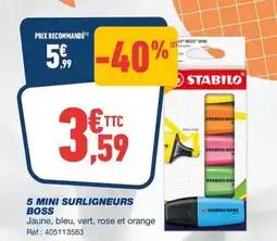 Bureau Vallée 5 MINI SURLIGNEURS BOSS offre