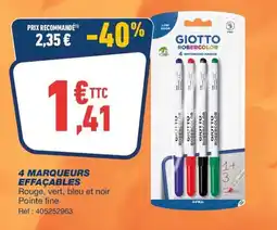 Bureau Vallée 4 MARQUEURS EFFACABLES offre