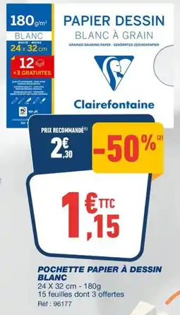 Bureau Vallée POCHETTE PAPIER À DESSIN BLANC offre