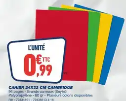 Bureau Vallée CAHIER CAMBRIDGE offre