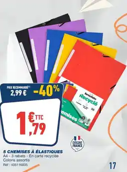 Bureau Vallée 5 CHEMISES À ÉLASTIQUES offre