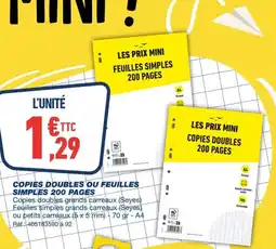 Bureau Vallée COPIES DOUBLES OU FEUILLES SIMPLES 200 PAGES offre
