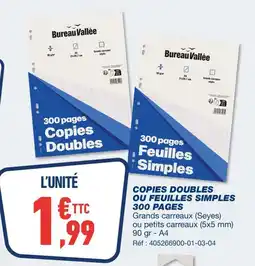 Bureau Vallée COPIES DOUBLES OU FEUILLES SIMPLES 300 PAGES offre