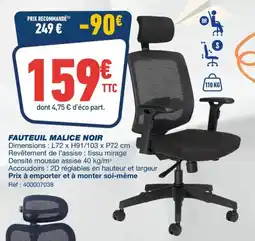 Bureau Vallée FAUTEUIL MALICE NOIR offre