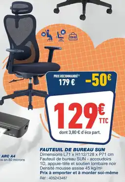 Bureau Vallée FAUTEUIL DE BUREAU SUN offre